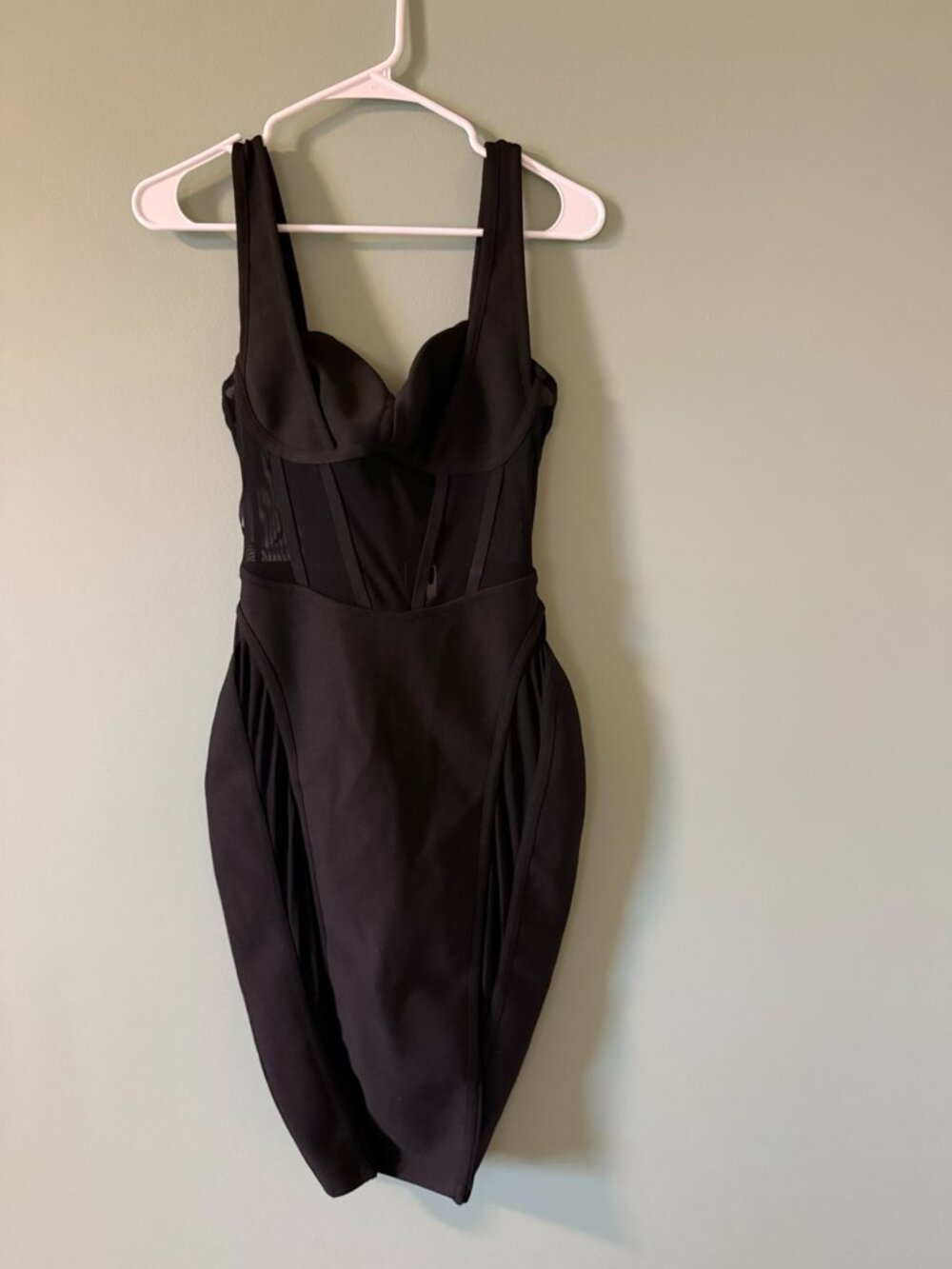 SESIDY Black Corset Mesh Bodycon Cocktail Dress